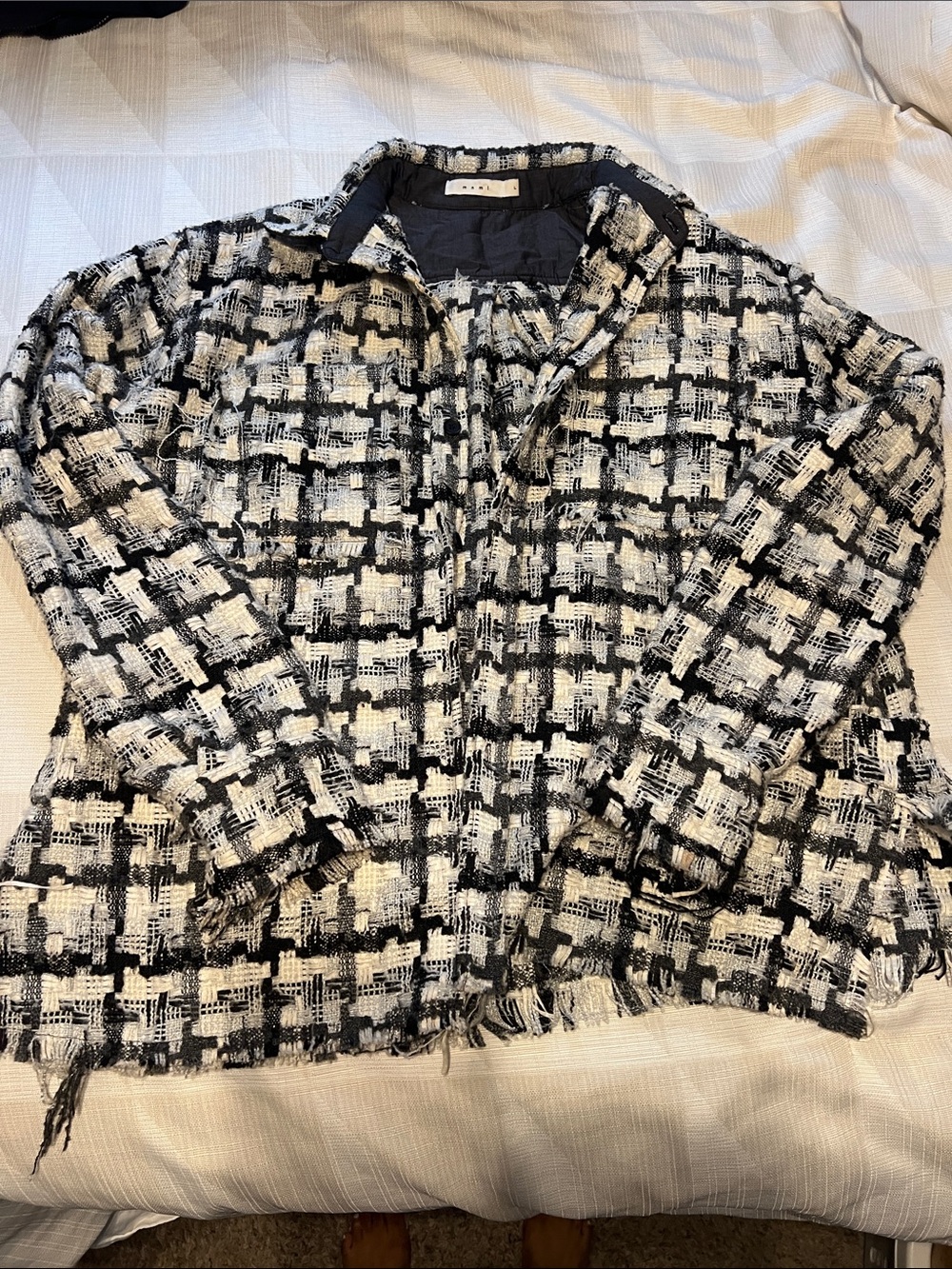 MNML Black & White Tweed Blazer Jacket